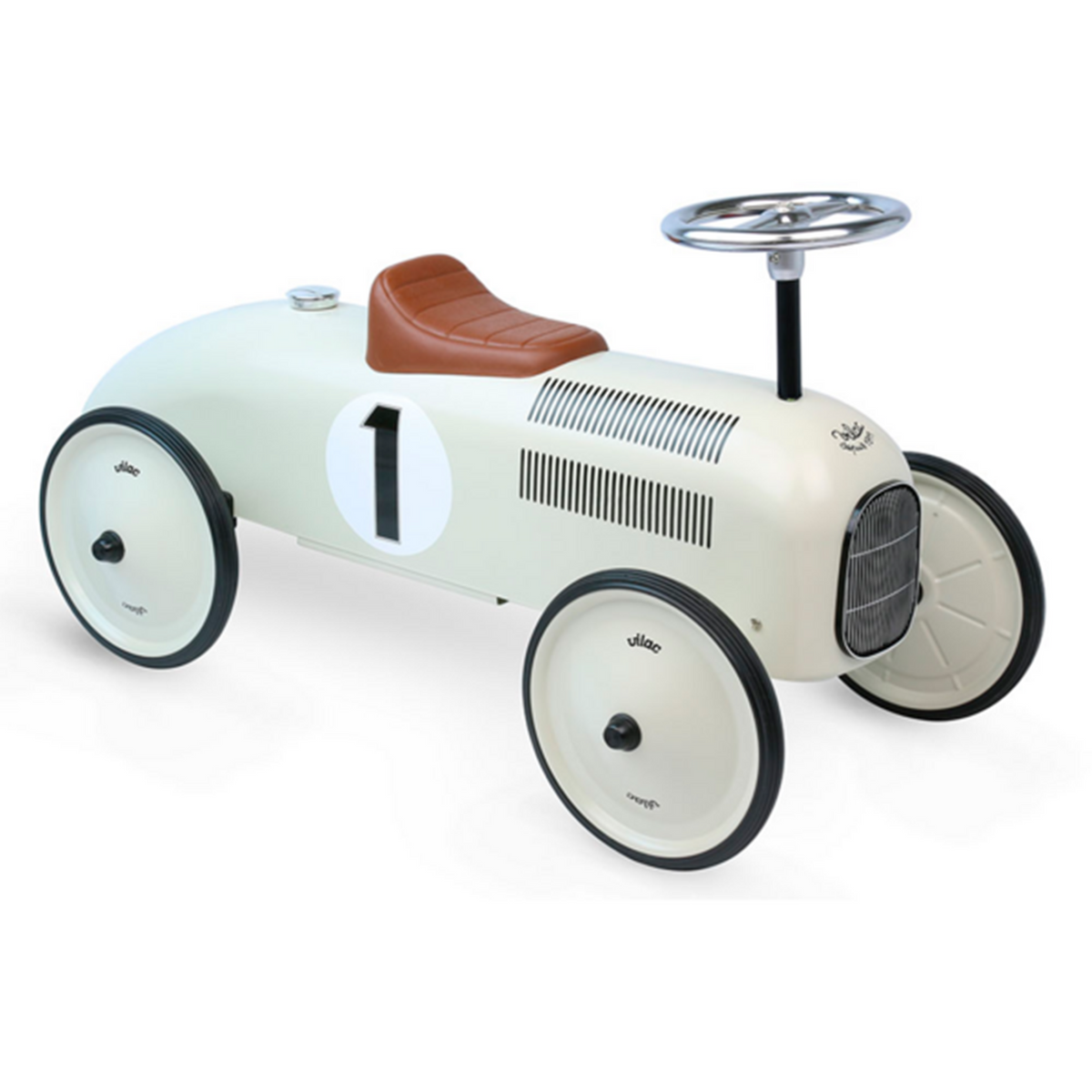 フランスより直輸入　VILAC レーシングカー 白　クリーム　新品未使用 vilac-gaabil-car-walking-