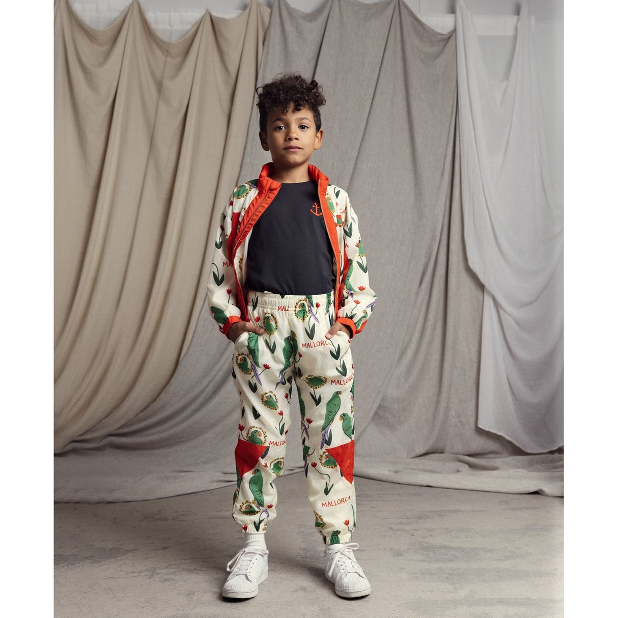 Mini Rodini Multi Parrots AOP Nylon Tracksuit Jacket 3