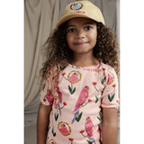 Mini Rodini Yellow Parrot Emb Soft Cap 2