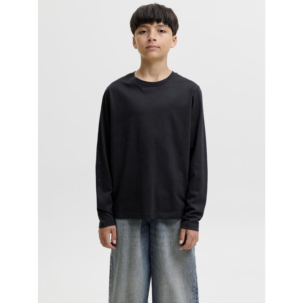 Jack & Jones Black Jjeorganic Rlx Tee Ls O-Neck Noos Jnr