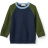 COPENHAGEN COLORS Navy Comb. Merino Rib Knitted Blouse