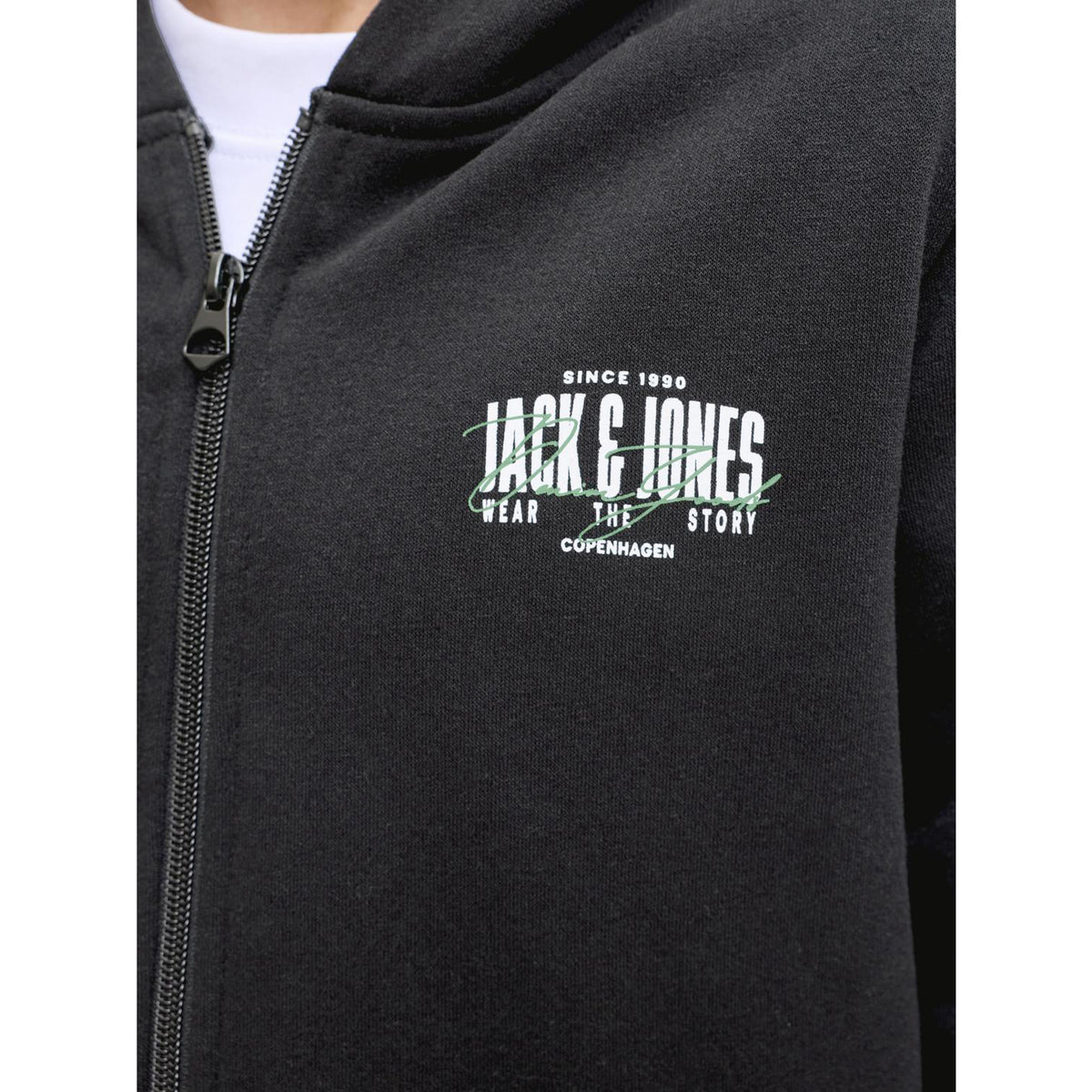 Jack & Jones Black Jjaero Sweat Zip Hood Jnr