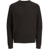 Jack & Jones Mulch Twisted Black Jjjaxon Knit Crew Neck Jnr