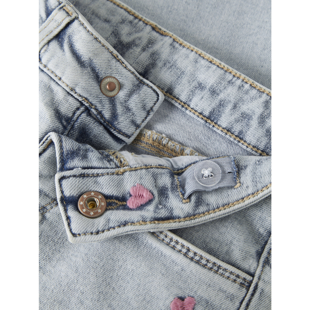Name It Light Blue Bleached Denim Nmfrose Wide Emb Jeans 2633-Fr Noos
