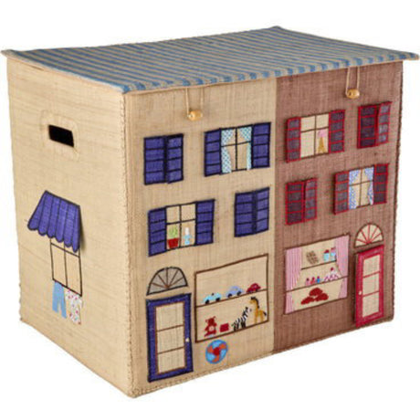 Rice Paris Theme Raffia Storage Box Extra Large Foldable