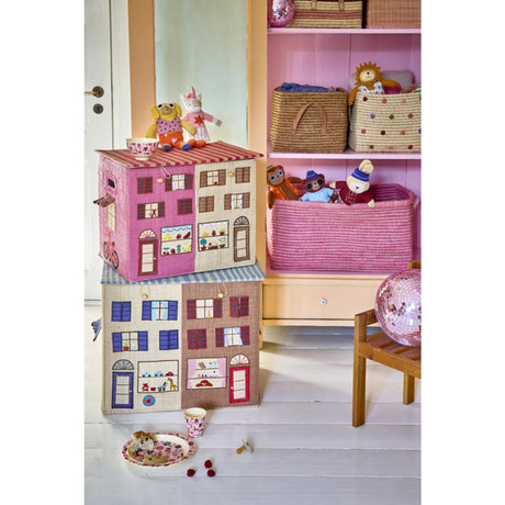 Rice Paris Theme Raffia Storage Box Extra Large Foldable