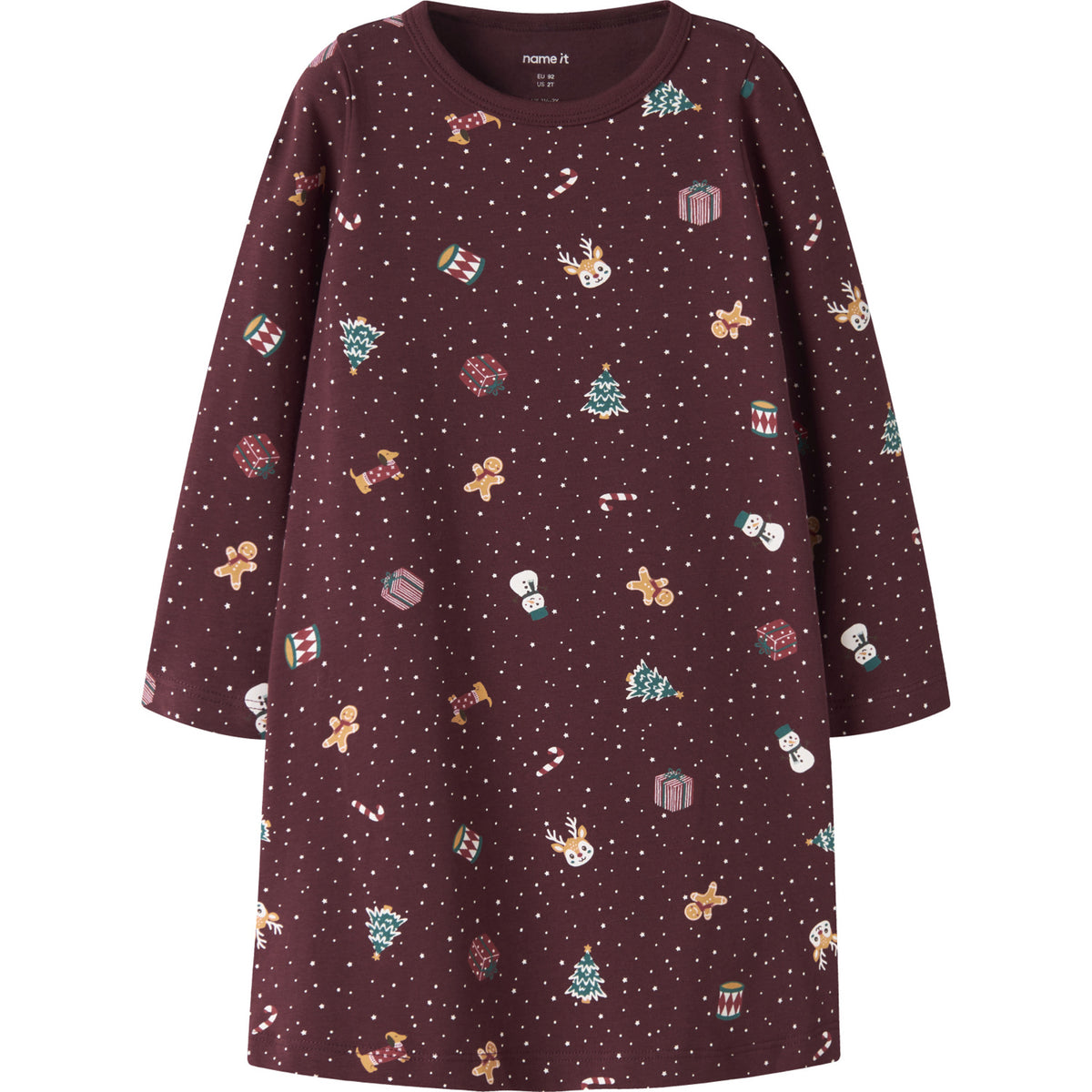 Name It Burgundy Christmas Nmfvismas Ls Nightgown