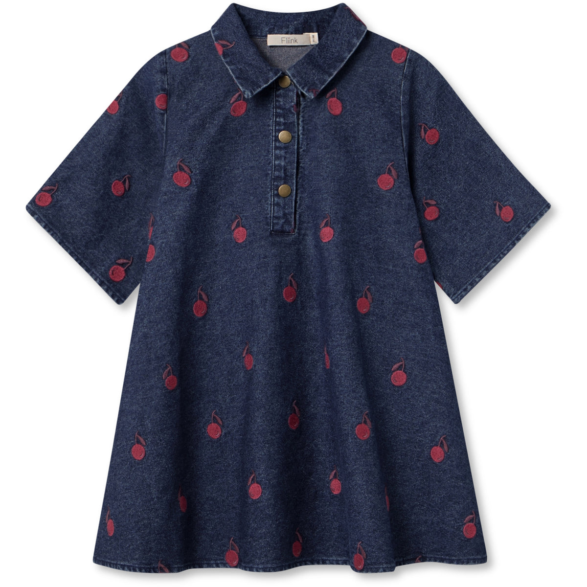 Fliink Dark Denim Blue Donna Embr Shirt Dress