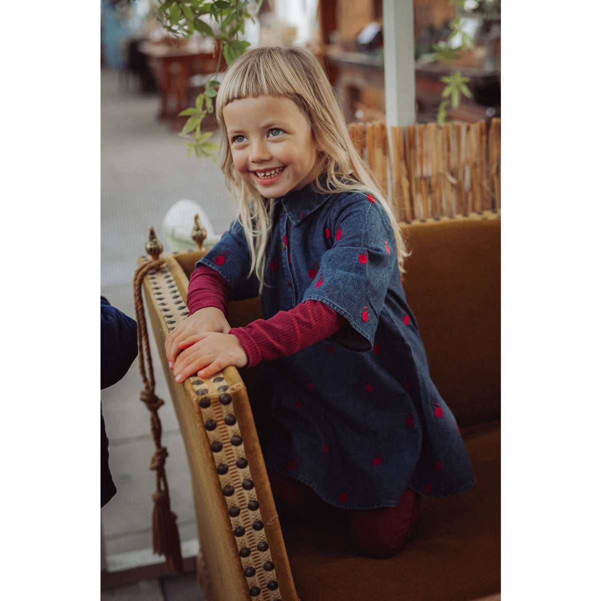 Fliink Dark Denim Blue Donna Embr Shirt Dress