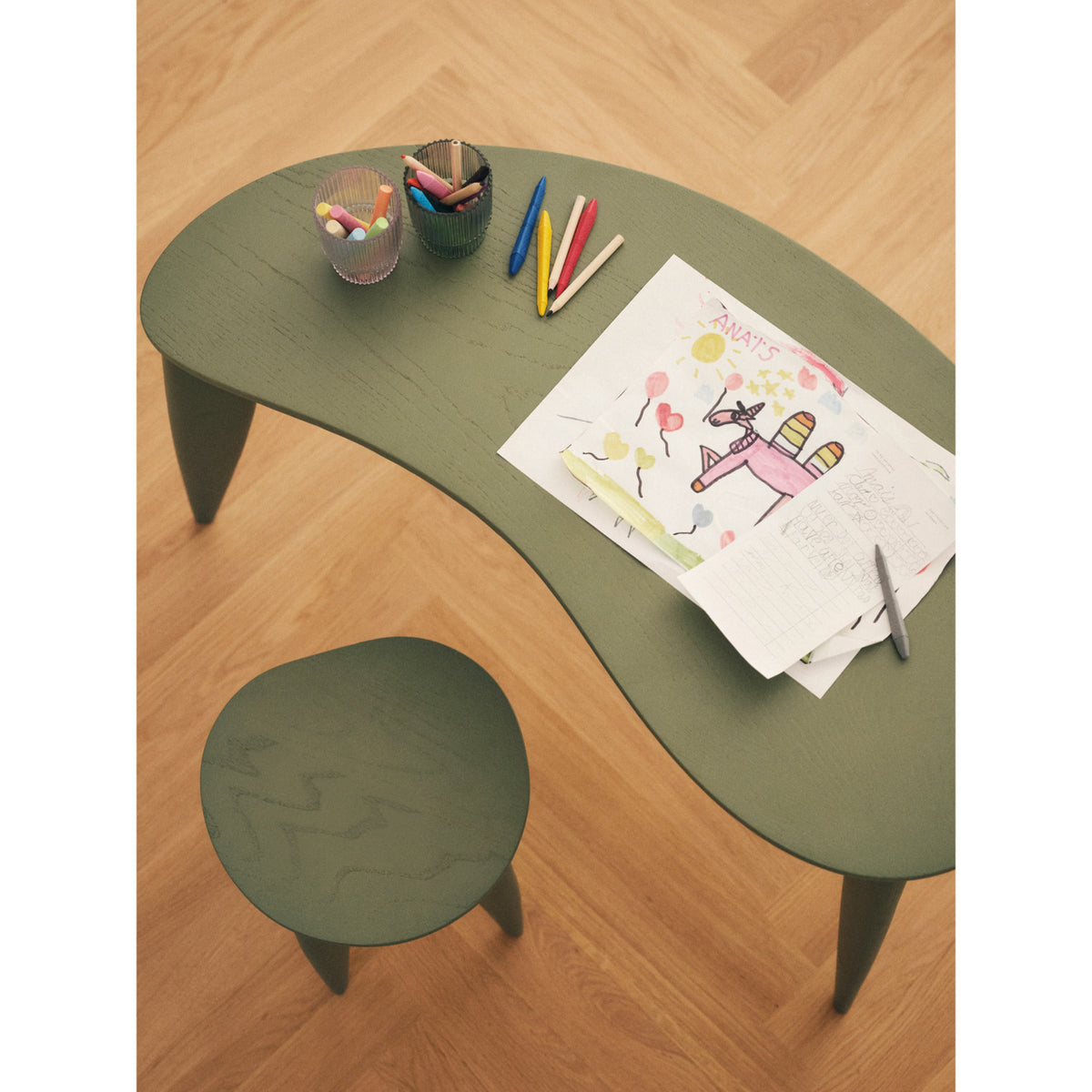 Ferm Living Elm Green Feve Kids Stool