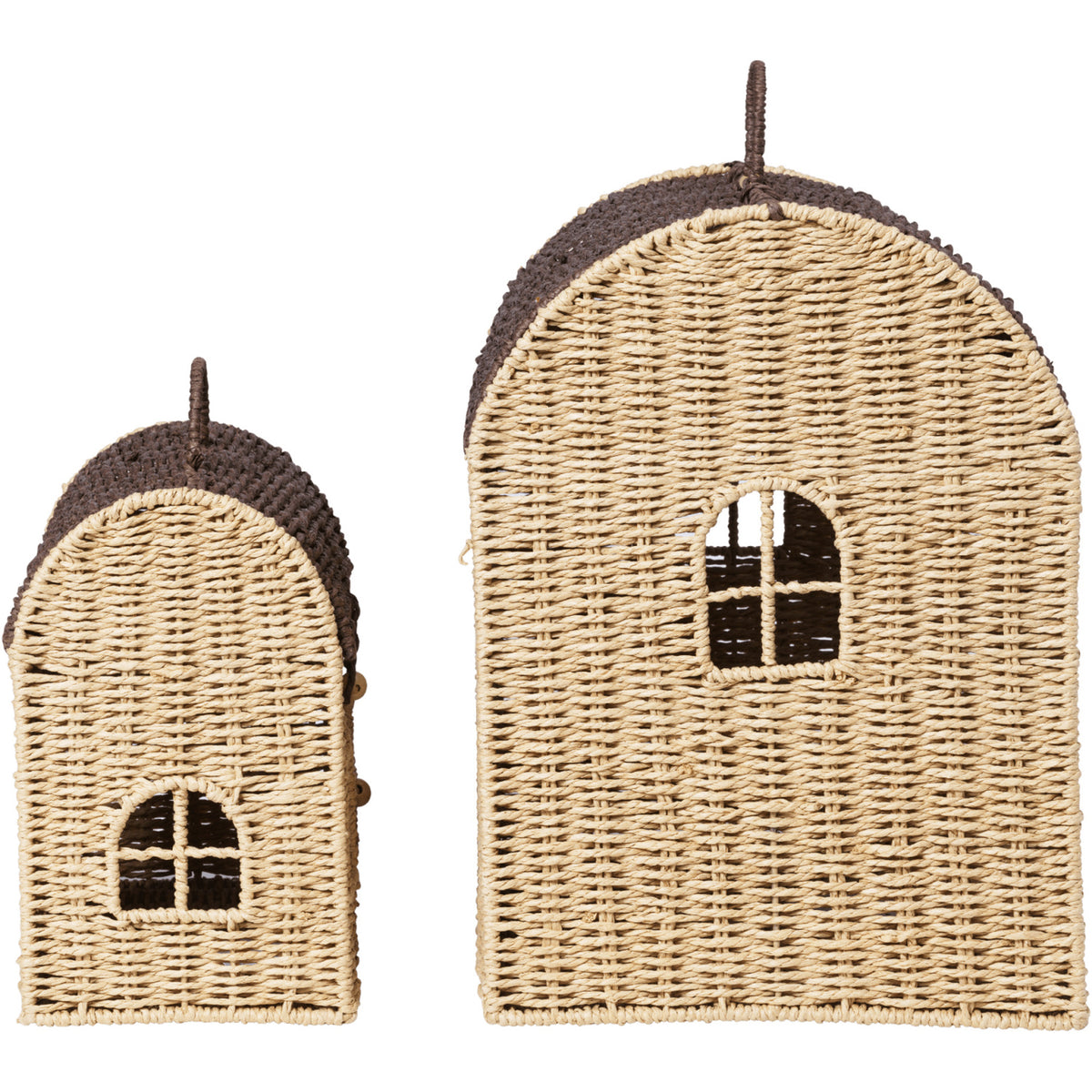 Ferm Living Natural/Dark Brown Casu Storage Houses 2 Pack
