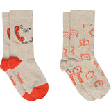 Mp Danmark x Børns Vilkår Beige Melange Phone Socks - 2-pack