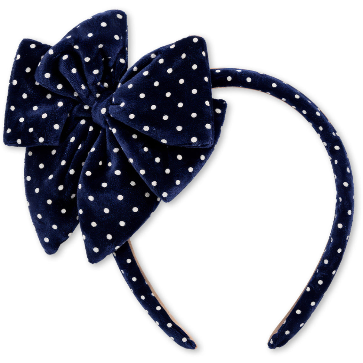 Konges Sløjd Navy Dot Velvet Bowie Hairbrace