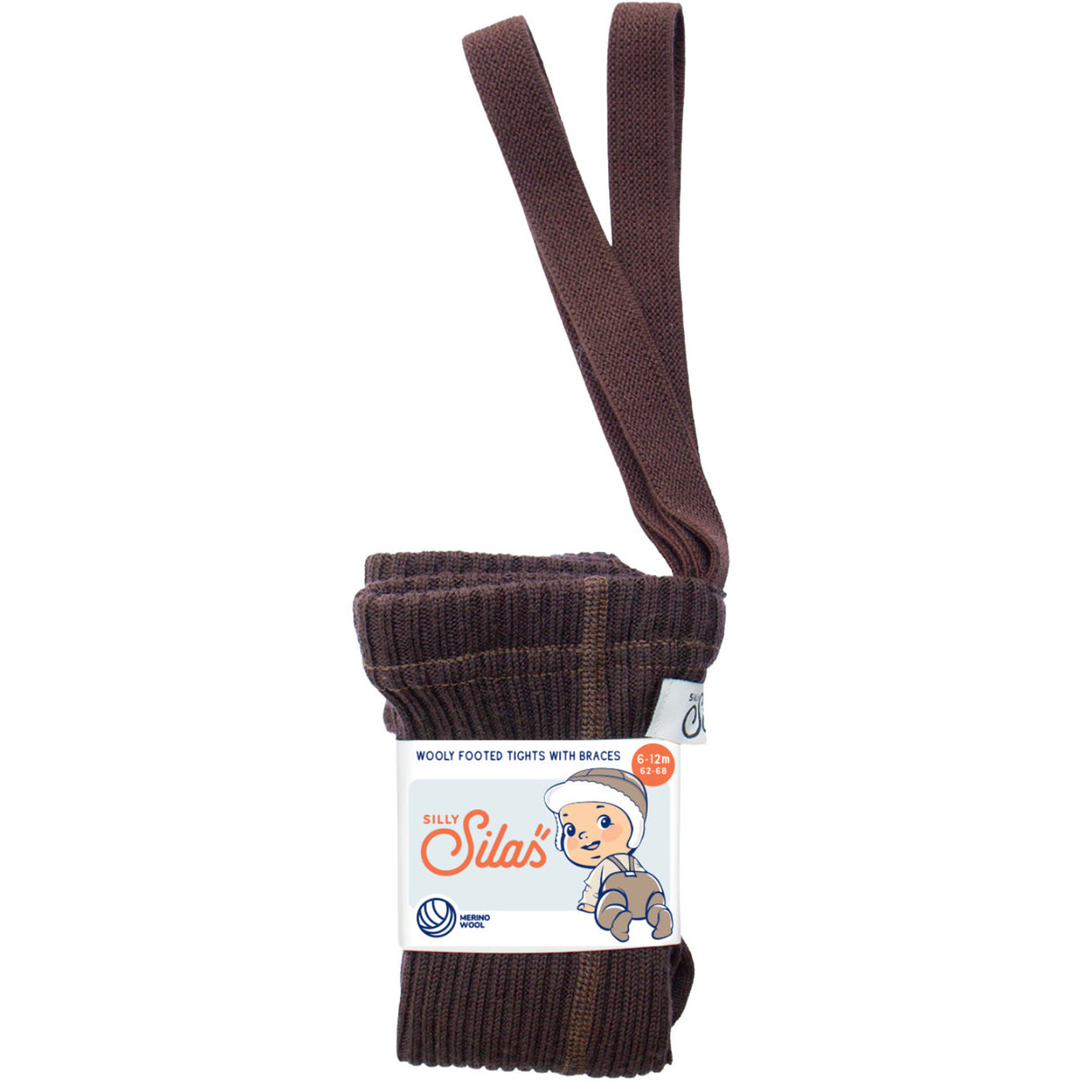 Silly Silas Wooly Footed Tights With Braces Espresso Brown