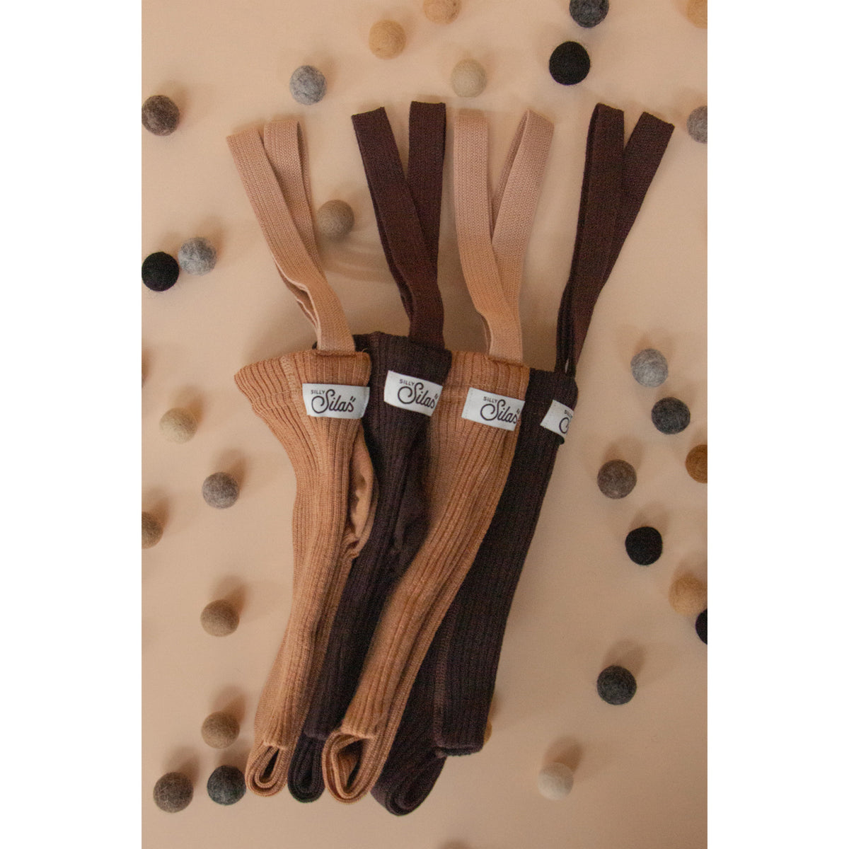 Silly Silas Wooly Footed Tights With Braces Cappuccino