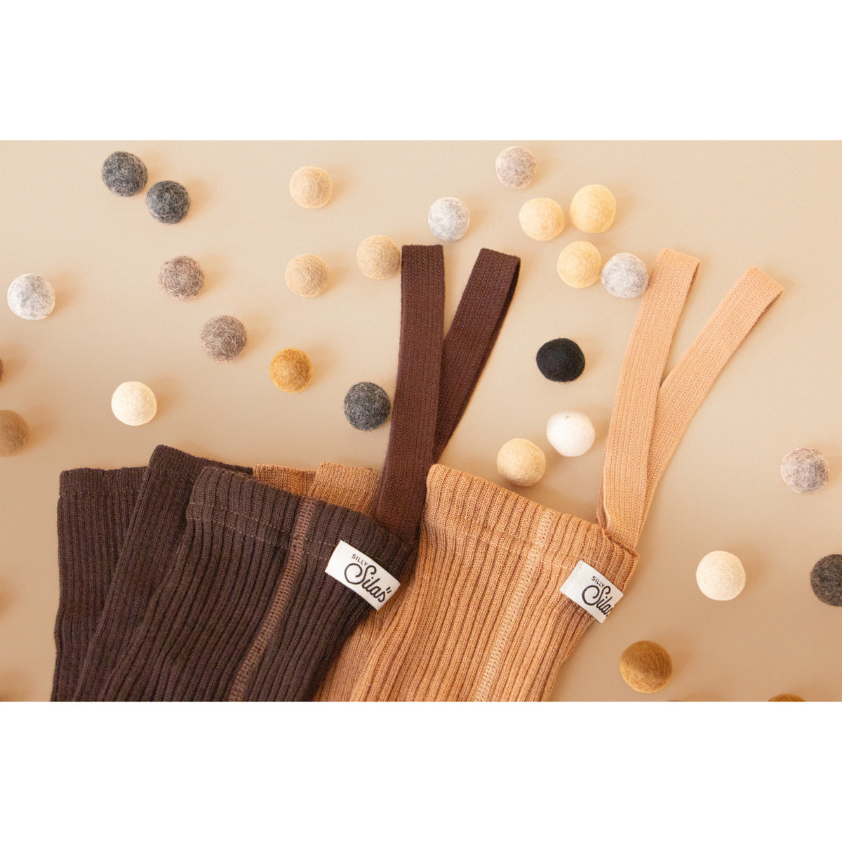 Silly Silas Wooly Footless Tights With Braces Cappuccino