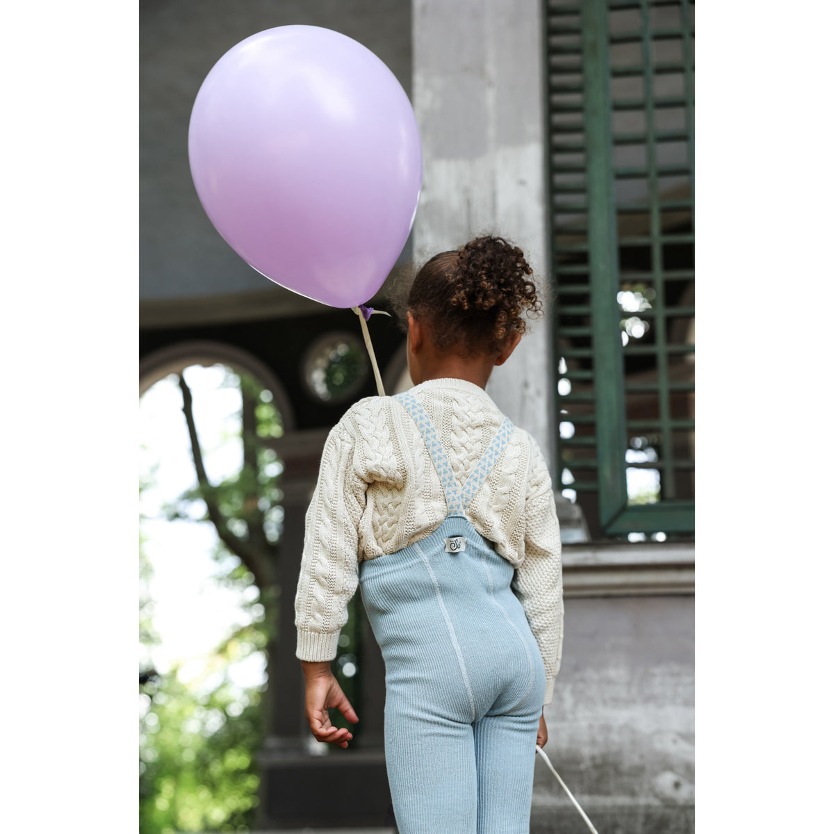 Silly Silas Footless Cotton Tights With Braces Misty Blue Patterned