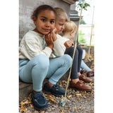 Silly Silas Footless Cotton Tights With Braces Misty Blue Patterned