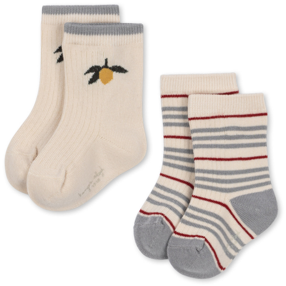 Konges Sløjd Blue Stripe/Lemon 2 Pack Rib Stripe Socks