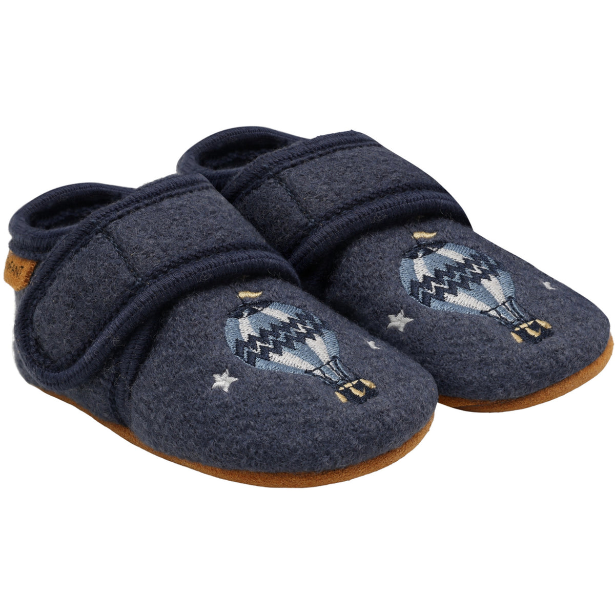 En Fant Vintage Indigo-Blue Wool Slippers W. Embroidery