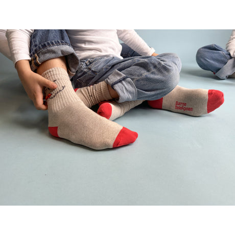 Mp Danmark x Børns Vilkår Beige Melange Phone Socks - 2-pack