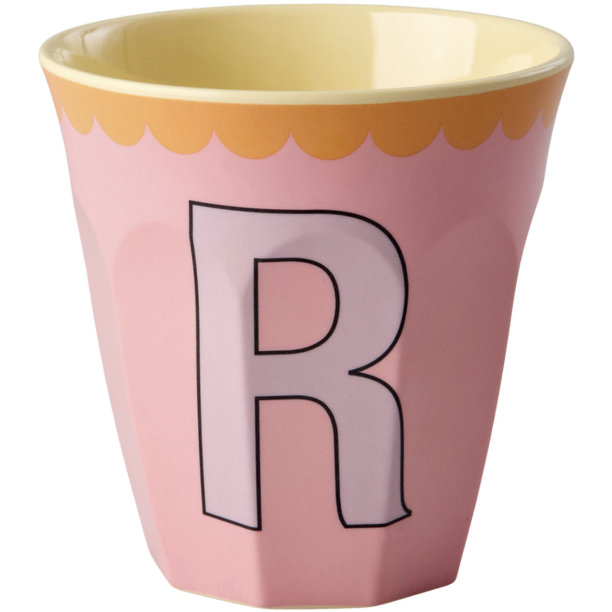 Rice Melamine Cup With The Letter R - Vintage - Pink - Medium - 250 Ml
