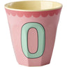 Rice Melamine Cup With The Letter O - Vintage - Pink - Medium - 250 Ml