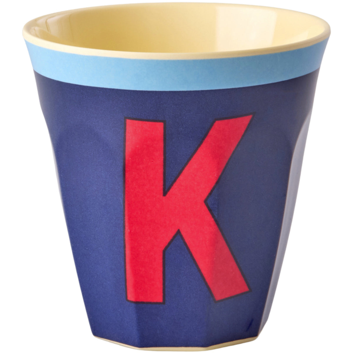 Rice Melamine Cup With The Letter K - Vintage - Royal Blue - Medium - 250 Ml