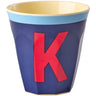 Rice Melamine Cup With The Letter K - Vintage - Royal Blue - Medium - 250 Ml