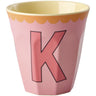 Rice Melamine Cup With The Letter K - Vintage - Pink - Medium - 250 Ml