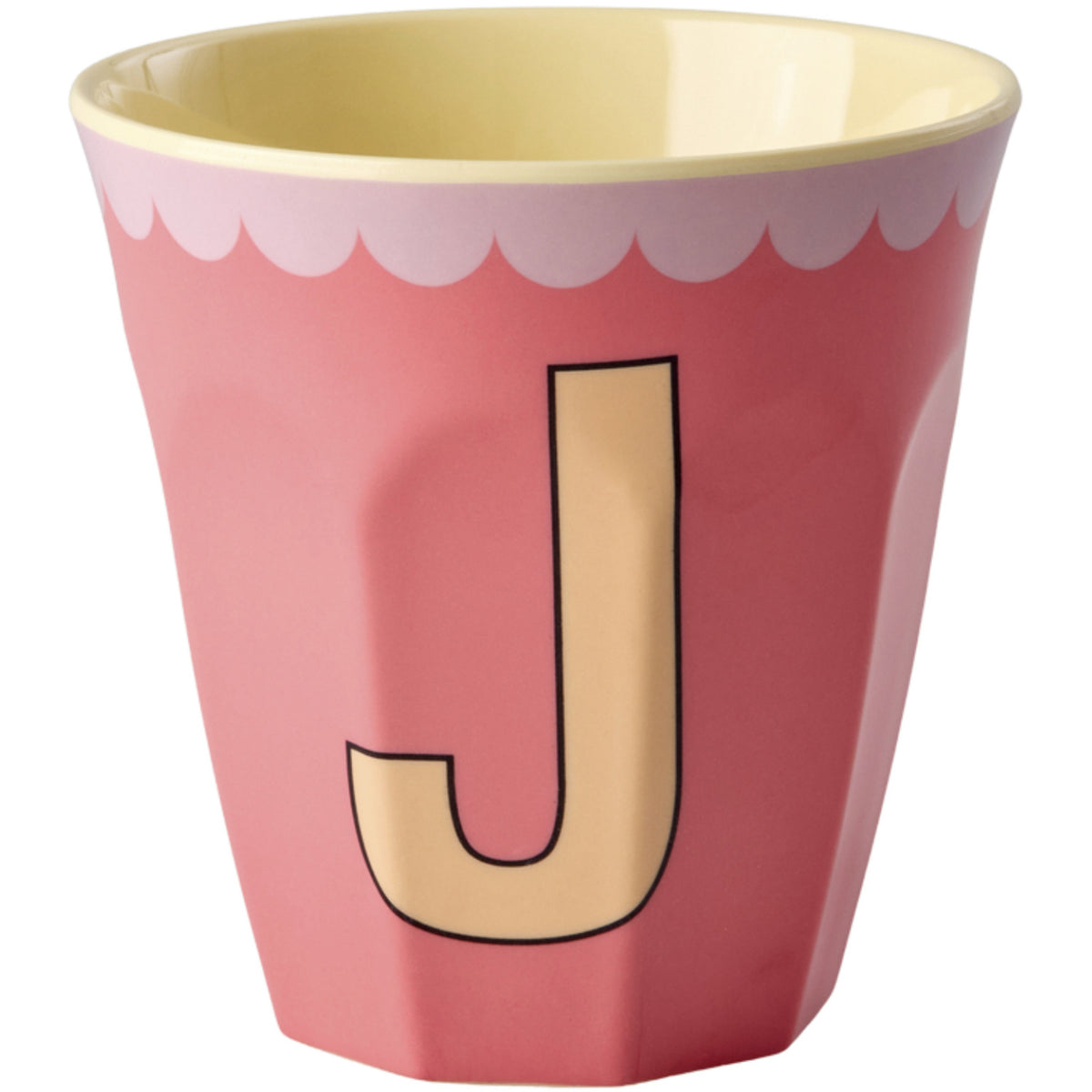Rice Melamine Cup With The Letter J - Vintage - Salmon - Medium - 250 Ml