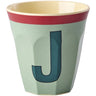 Rice Melamine Cup With The Letter J - Vintage - Khaki - Medium - 250 Ml