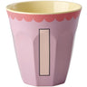 Rice Melamine Cup With The Letter I - Vintage - Lavender - Medium - 250 Ml