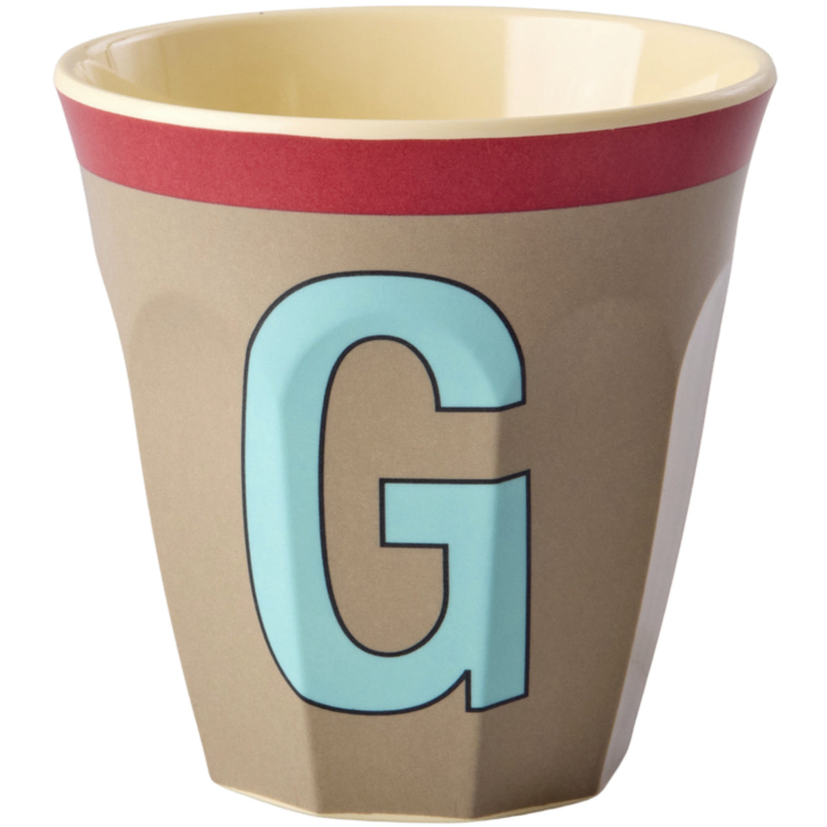 Rice Melamine Cup With The Letter G - Vintage - Dark Beige - Medium - 250 Ml