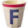 Rice Melamine Cup With The Letter F - Vintage - Cool Grey - Medium - 250 Ml