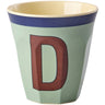 Rice Melamine Cup With The Letter D - Vintage - Khaki - Medium - 250 Ml