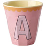 Rice Melamine Cup With The Letter A - Vintage - Pink - Medium - 250 Ml