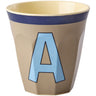 Rice Melamine Cup With The Letter A - Vintage - Dark Beige - Medium - 250 Ml