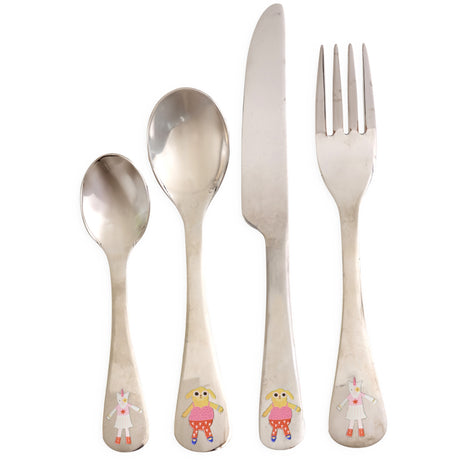 Rice Stainless Steel Kids Cutlery Set With Unicorn And Dog Print