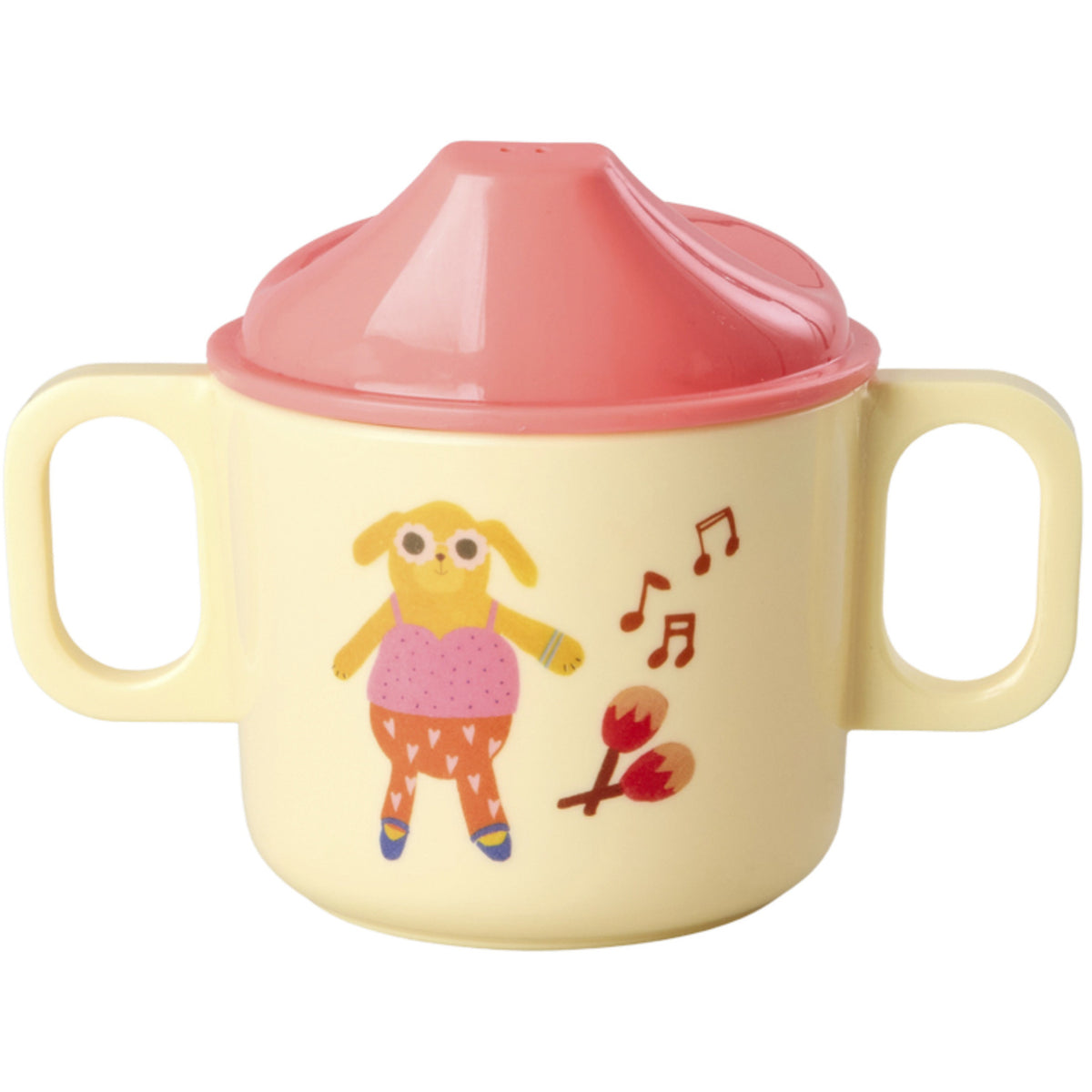 Rice Melamine 2 Handle Baby Cup With Pink Music Band Print - 250 Ml
