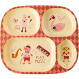 Rice Melamine Kids 4 Room Plate With Pink Music Band Print
