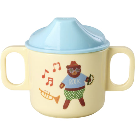 Rice Melamine 2 Handle Baby Cup With Blue Music Band Print - 250 Ml