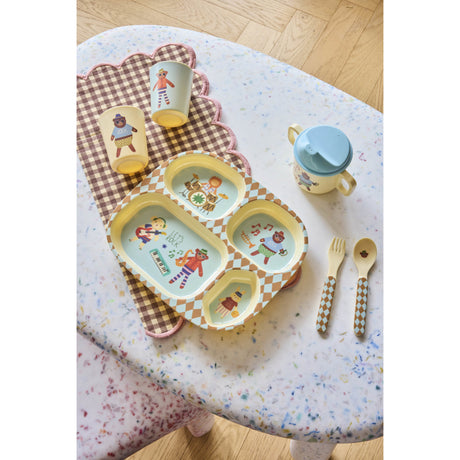 Rice Melamine Kids 4 Room Plate With Blue Music Band Print