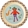 Rice Melamine Kids Lunch Plate With Blue Music Band Print