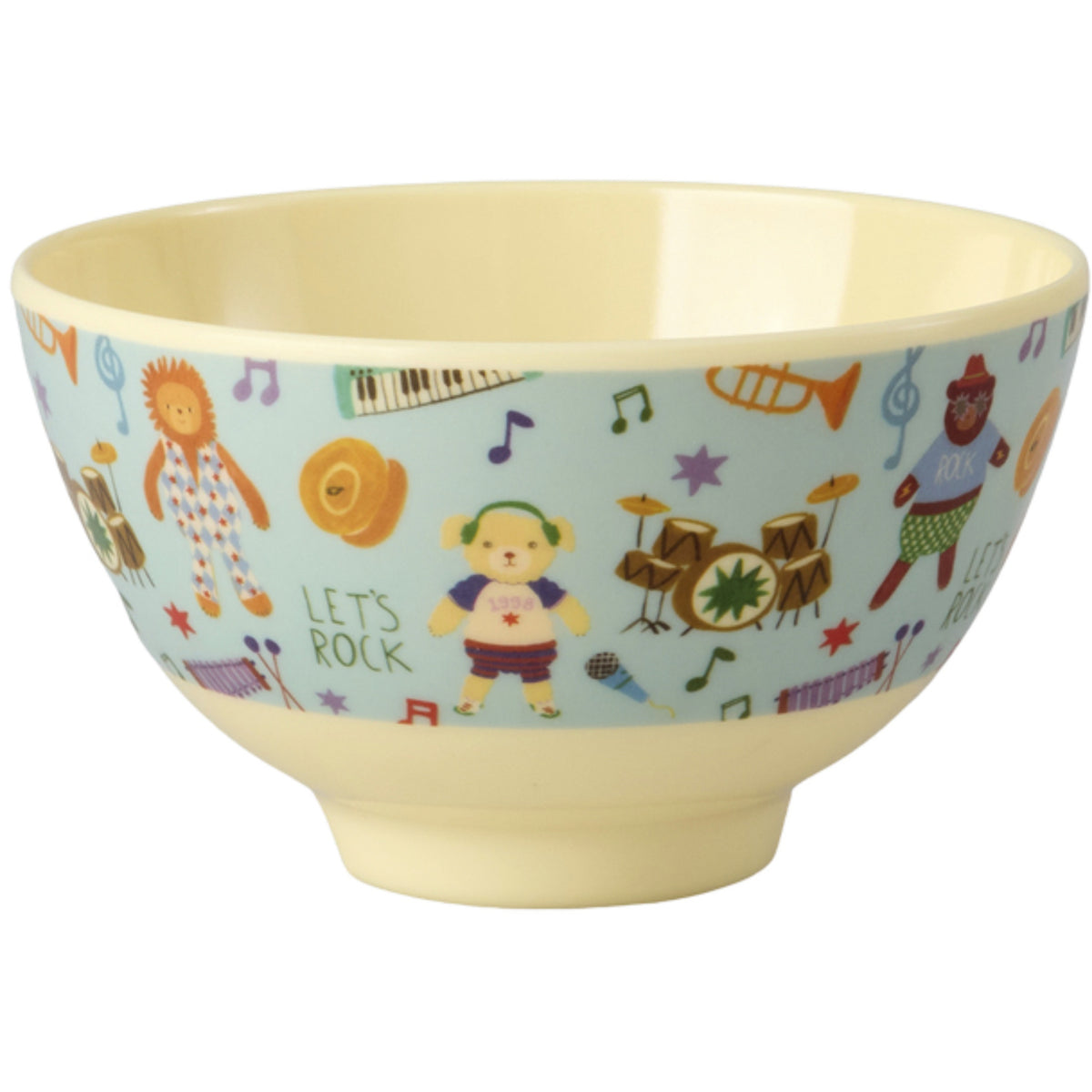 Rice Melamine Bowl With Blue Music Band Print - Small - 300 Ml