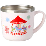 Rice Stainless Steel Baby Cup With Handle And Fixed Cover - Pink Fun Fair Print - 260 Ml