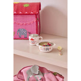 Rice Stainless Steel Baby Cup With Handle And Fixed Cover - Pink Fun Fair Print - 260 Ml