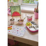 Rice Stainless Steel 5 Room Plate With Pink Fun Fair Laser Print