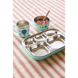 Rice Stainless Steel 5 Room Plate With Pink Fun Fair Laser Print