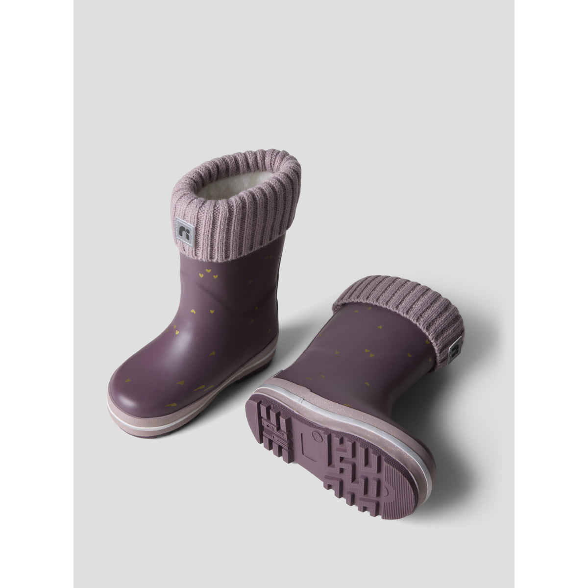 Name It Flint Gold Heart Nmfnoa Thermo Rubberboot Knit Heart Noos